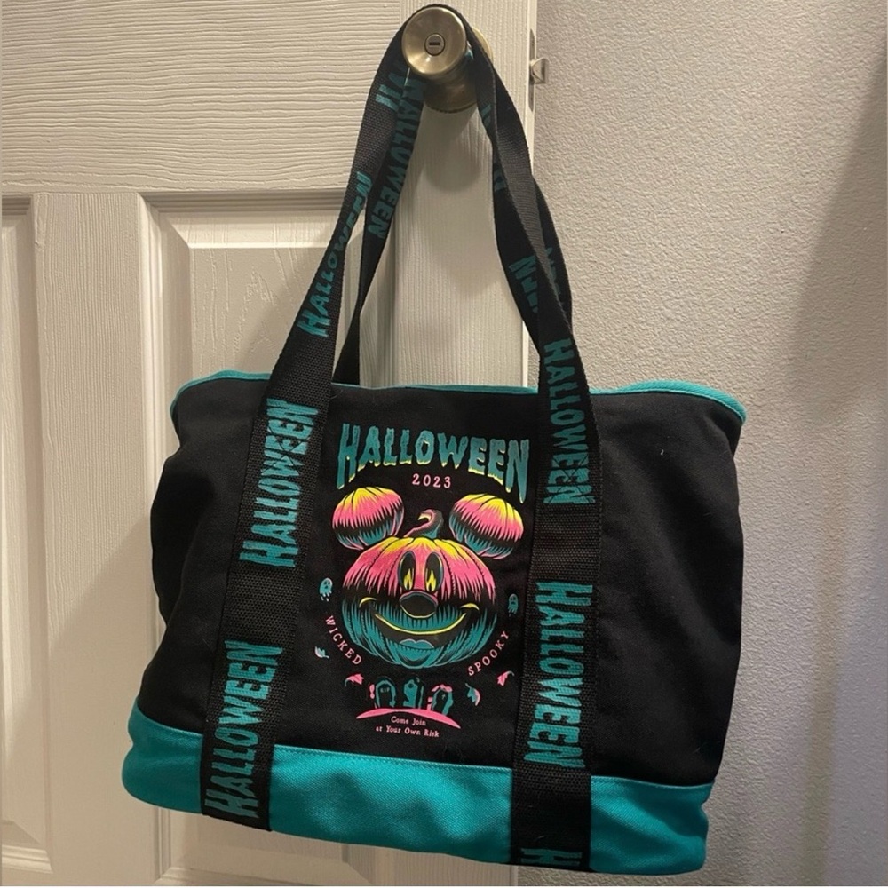 Disneyland Halloween 2023 Black and Teal Tote Bag